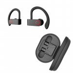 Wholesale Bluetooth 5.0 True TWS Wireless Sports Secure Ear Hook Style Headset Earbuds with Portable Charger (Black)